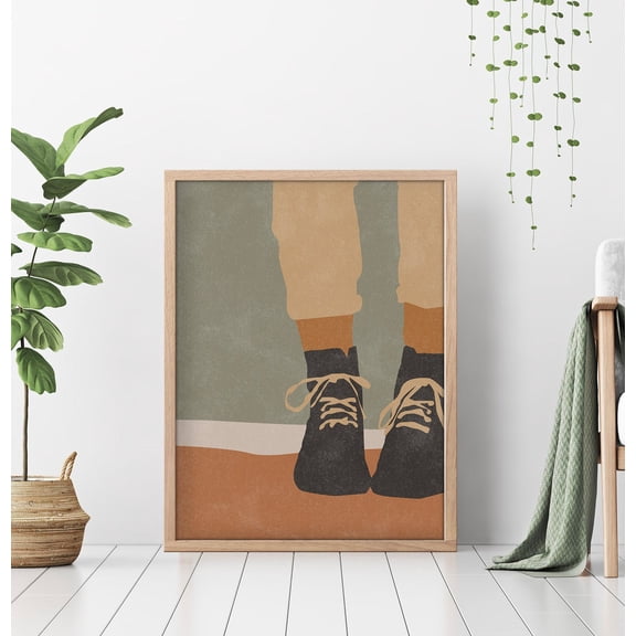 Boho Shoe Print, Mid,Century Modern Room Decor Unframed Paper Print
