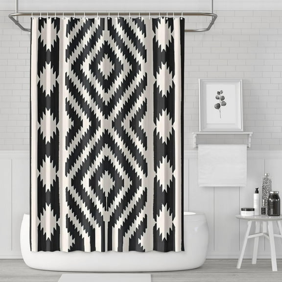 Boho Shower Curtain Bohemian Bathroom Decor Fabric Waterproof Artistic Tribal Vintage Nordic Style Curtain with Hooks, Earthy Boho Chic Ethnic Patterns for Home, RV, Airbnb, Dorm