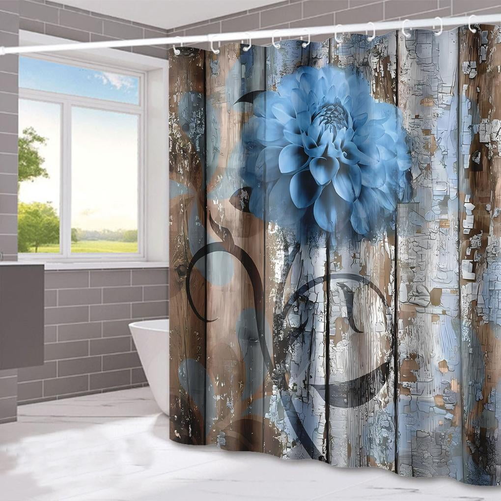 Rose Floral Shower Curtain Set - Waterproof Bathroom Decor With Non-Slip Rugs & Hooks (Purple, 4-Piece)