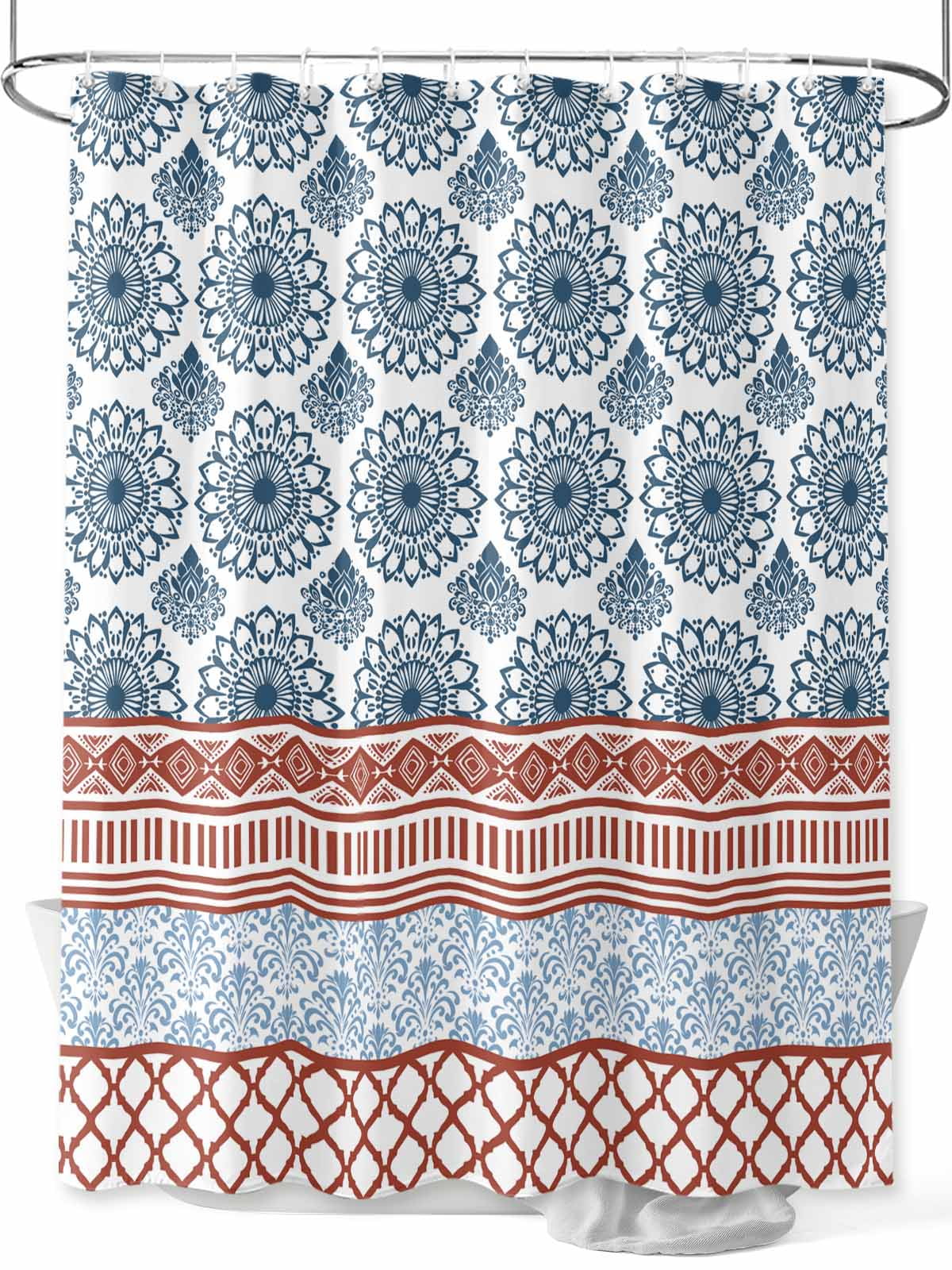 Boho Shower Curtain, Geometric Stripes Damask Bathroom Decor Curtains ... - Waterproof Textile Home Decor Online