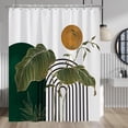 thumbnail image 1 of Boho Shower Curtain Green Gold Leaves Plants Sun Modern Abstract Geometric Shower Curtains Decorative for Bathroom Waterproof Fabric Shower Curtain with Hooks 72x84 Inches, 1 of 6