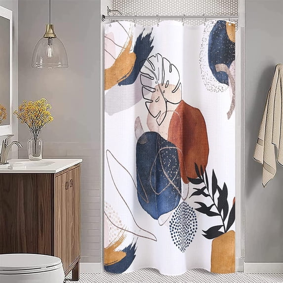 Boho Shower Curtain Mid Century Abstract Shower Curtain Modern Shower Curtain Set Retro Gold Neutral Shower Curtains Waterproof Bathroom Set Decor with 12 Shower Curtain Hooks 36x72