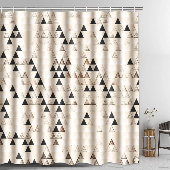 Boho Shower Curtain Minimalist Bohemian Abstract Mountain Shower Curtain for Bathroom,Polyester Fabric Shower Curtains Machine Washable Waterproof Bath Decor 72" x 72"