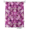 thumbnail image 1 of Boho Shower Curtain, Scallop Pattern Bathroom Decor Curtains Set with Hooks, Purple Waterproof Fabric Home Accessories， 72 X 72 Inch Long, 1 of 6