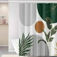 thumbnail image 1 of Boho Shower Curtain Set with Hooks Green Gold Palm Leaves Shower Curtains for Bathroom Mid Century Black Lines Fabric Waterproof Shower Curtain 72x72inches, 1 of 6