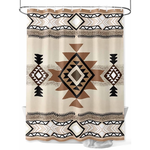 Boho Shower Curtain, Southwest Aztec Pattern Bathroom Decor Curtains Set with Hooks, Brown Beige Waterproof Fabric Home Accessories, Stall 36 X 72 Inch