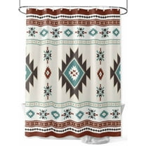 Boho Shower Curtain, Southwest Native Pattern Bathroom Decor Curtains Set with Hooks, Turquoise Brown Waterproof Fabric Home Accessories， Stall 48 X 72 Inch