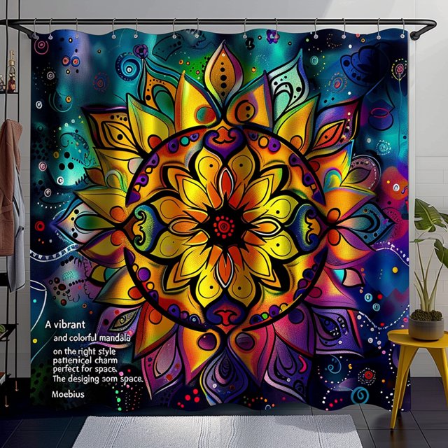 Boho Shower Curtain Vibrant Moebius Pattern Design for Whimsical