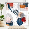 thumbnail image 1 of Boho Shower Curtains for Bathroom Abstract Mid Century Navy Gold Terra Leaves Plant Bath Curtains Modern Geometric Arch Design Minimalist Bathtub Decor with 12 Hooks Waterproof Fabric,72'' x 72'', 1 of 7