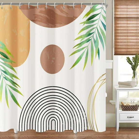 Boho Shower Curtains for Bathroom Boho Decor Mid Century Modern Spring Shower Curtain - 72" x 72" Bohemian Abstract Botanical Colorful Waterproof Bath Curtain, Brighten Up Your Bathroom