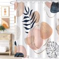 thumbnail image 1 of Boho Shower Curtains for Bathroom Mid Century Pink Colorful Modern Geometric Leaves Neutral Minimalist Fabric Waterproof Bathroom Curtain Decor 72 x 72, 1 of 6