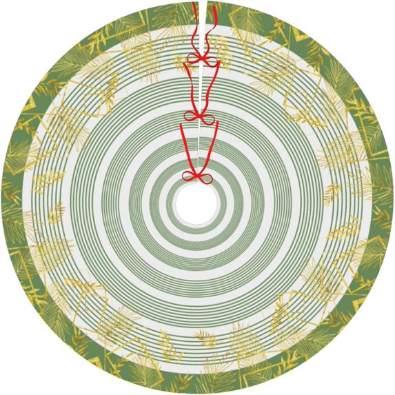 Boho Skirt for Xmas Tree - Light Green Concentric Circles Pine Needle Tree Skirt Tree Mat Farmhouse Holiday Decoration 48 Inch