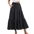 thumbnail image 1 of Boho Skirts for Women Elastic Waist Drawstring Floral Prints With Pocket Skirts Flowy Ruffle Swing A-Line Skirtss Tiered Pleated Skirts, 1 of 6