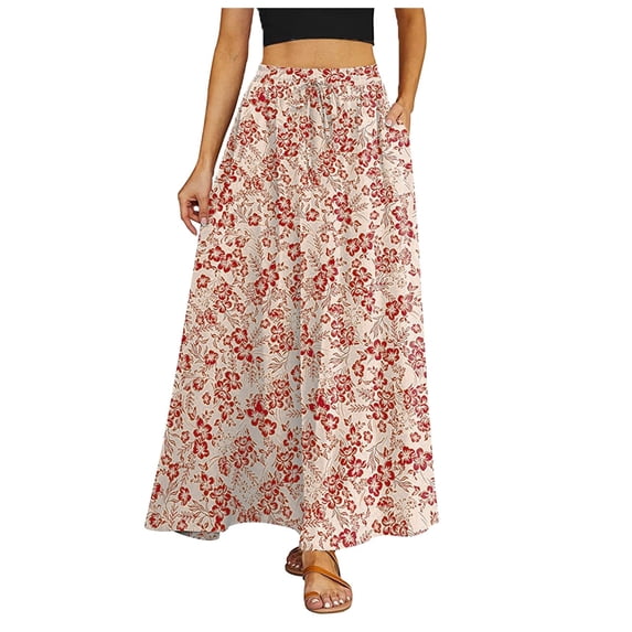 Boho Skirts for Women Long Slim Fit Striped Breathable Spring Summer 2026 High Waisted Wedding Long Silk Midi Skirt