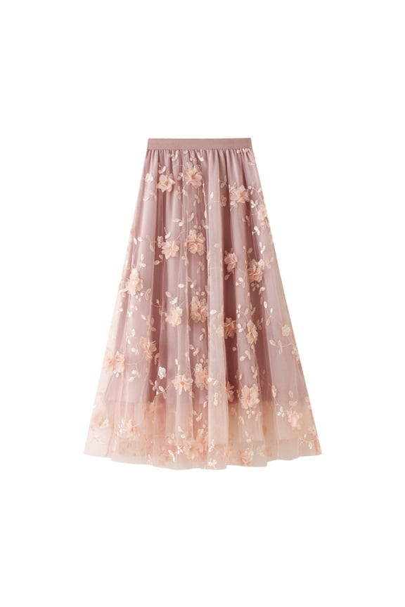 Boho Skirts for Women Midi Length Ruffled Styles Solid Color Soft & Lightweigh Flowy Maxi Skirt Summer Boho Pleated Beach Long Skirts with Pockets