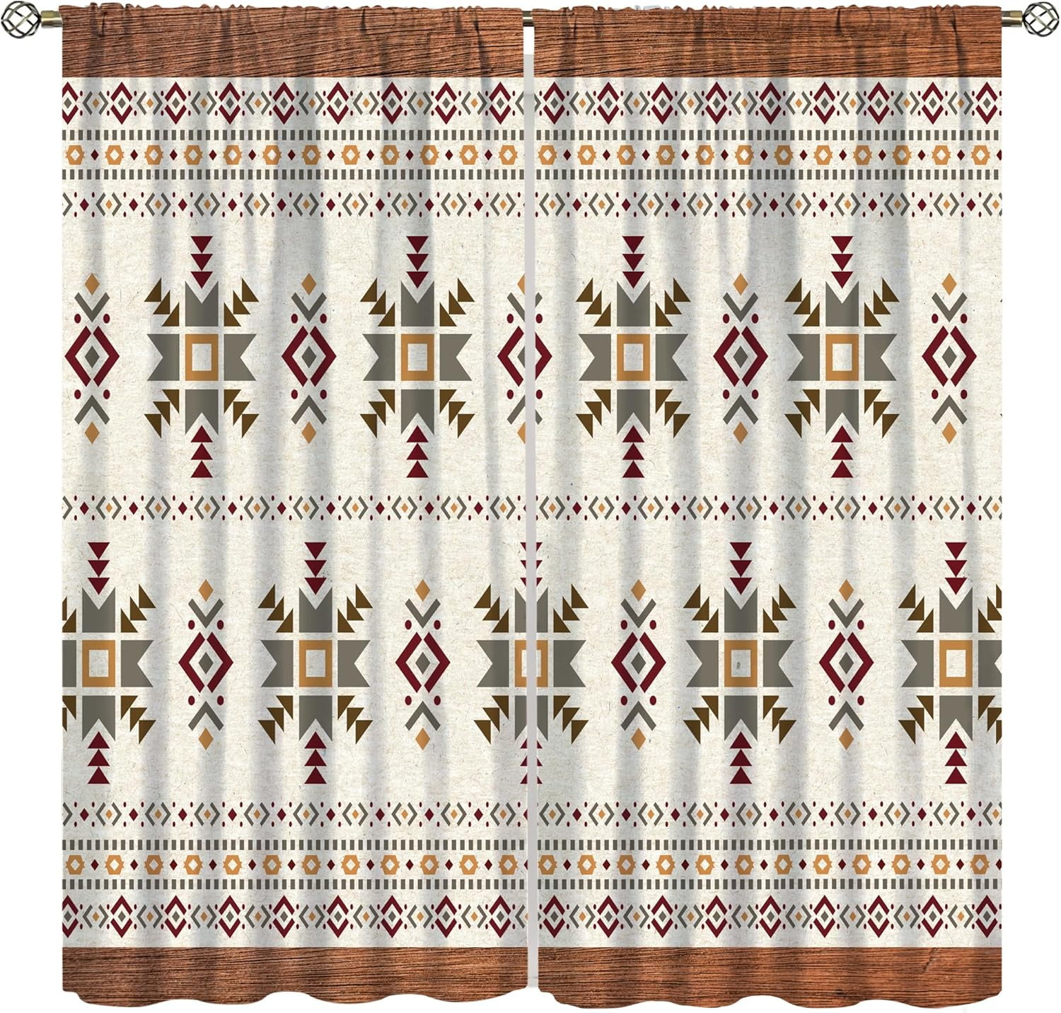 Boho Skull Curtains for Bedroom, Southwestern Ethnic Aztec Window