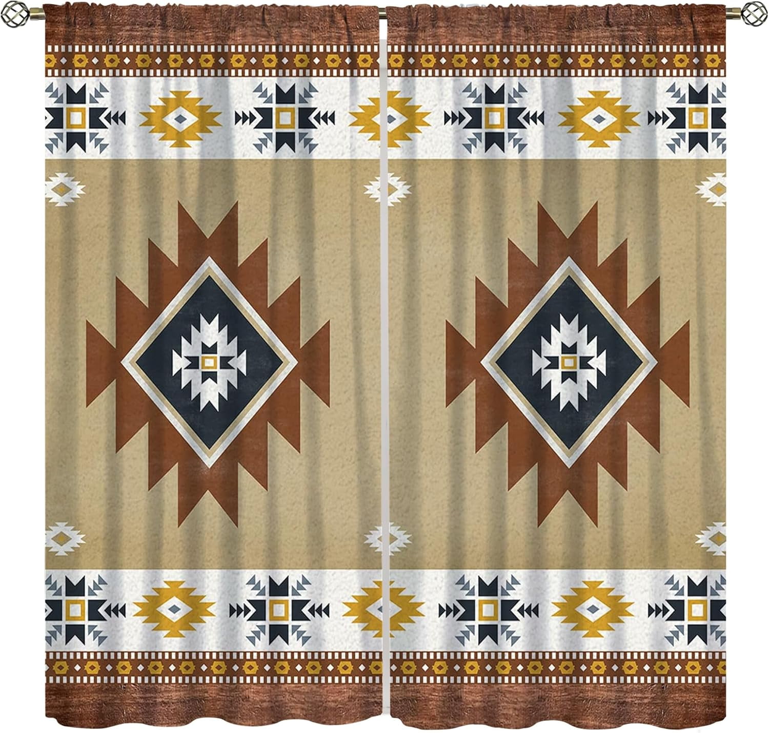 Boho Skull Curtains for Bedroom, Southwestern Ethnic Aztec Window