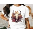 Boho Skull TShirt, Floral Roses Graphic Tee, Desert Cow Skull, Unisex