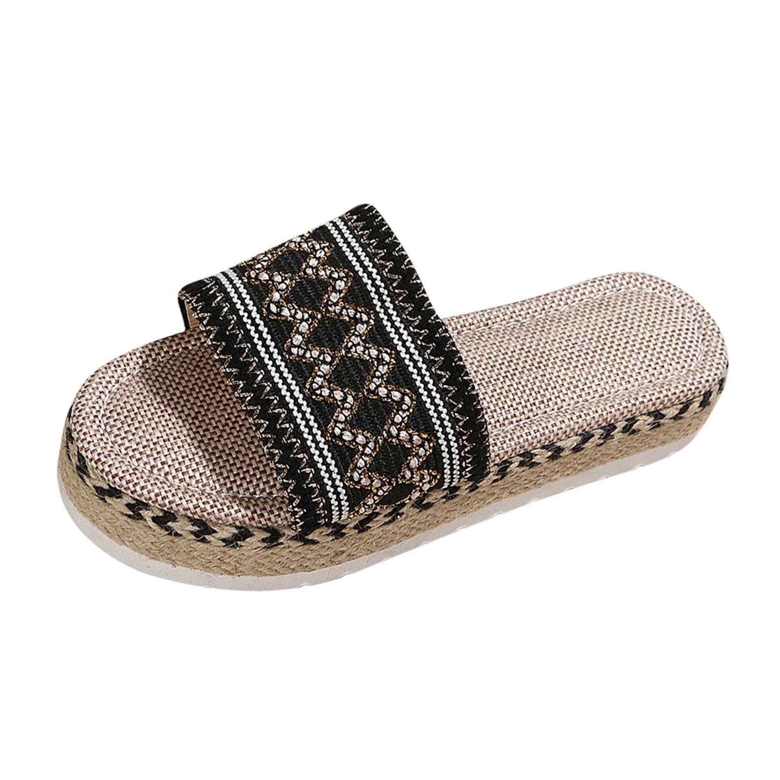 Boho Slide Sandals for Women Girls Dressy Low Wedge Sandal Casual Open