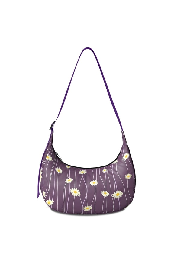 Boho Sling Bag featuring Daisy Artwork Adjustable Strap Compact Nylon Crossbody Purse Perfect for Travel and Daily Use
