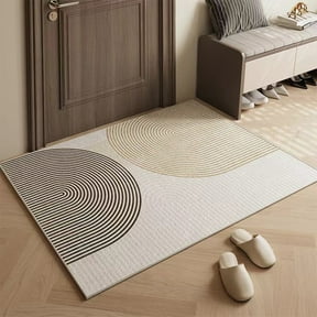 Striped Rug Washable,24"x 16" Area Rugs for Entryway Bathroom Entry Entrance Kitchen,Front Door Mat Non Slip Indoor Beige(A)