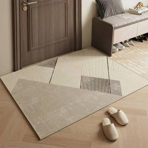 Striped Rug Washable,24"x 16" Area Rugs for Entryway Bathroom Entry Entrance Kitchen,Front Door Mat Non Slip Indoor Beige(C)