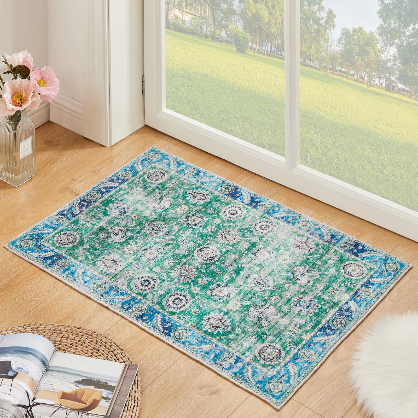 Floralux Bohemian Area Rug, Green/Multi, 2' x 3', Fade Resistant