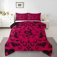 thumbnail image 1 of Boho Snake Print Bedding Set Hippie Halloween Gothic Comforter Set Twin Women Retro Hot Pink Black Baroque Damask Floral Bed Comforter Set Goth Reptile Animal Quilt, 1 of 5