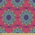 thumbnail image 1 of Ambesonne Boho Fabric by the Yard Upholstery, Oriental Style Blossom Leaves, 3 Yards, Hot Pink and Turquoise, 1 of 5