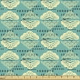 thumbnail image 1 of Boho Sofa Upholstery Fabric by the Yard, Oriental Pattern Japanese Ethnic Waves Scrolling Clouds Design Print, Decorative Fabric for DIY and Home Accents, Cream and Dark Seafoam by Ambesonne, 1 of 5