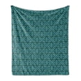 thumbnail image 1 of Boho Soft Flannel Fleece Blanket, Oriental Arrangement of Shapes Moroccan Star Design Ornamental Illustration, Cozy Plush for Indoor and Outdoor Use, 50" x 70", Teal Pale Blue Green, by Ambesonne, 1 of 6