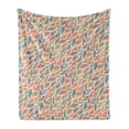 thumbnail image 1 of Boho Soft Flannel Fleece Throw Blanket, Abstract Feather Wave Pattern with Retro Look and Colorful Short Lines Curves, Cozy Plush for Indoor and Outdoor Use, 70" x 90", Multicolor, by Ambesonne, 1 of 5