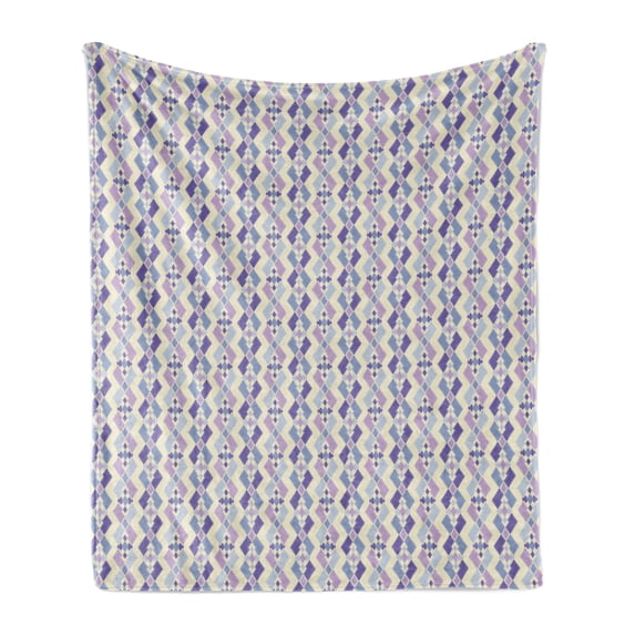 Boho Soft Flannel Fleece Throw Blanket, Colorful Composition Middle Eastern Geometric Motifs Rhombuses and Angled Lines, Cozy Plush for Indoor and Outdoor Use, 60" x 80", Multicolor, by Ambesonne