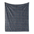 thumbnail image 1 of Boho Soft Flannel Fleece Throw Blanket, Talavera Inspired Squares with Dots and Flowers, Cozy Plush for Indoor and Outdoor Use, 50" x 70", Coral Dark Sky Blue, by Ambesonne, 1 of 5