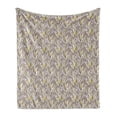thumbnail image 1 of Boho Soft Flannel Fleece Throw Blanket, Vintage Graphics of Long Branches or Leaves Repetitive Pattern, Cozy Plush for Indoor and Outdoor Use, 70" x 90", Warm Taupe Pastel Yellow, by Ambesonne, 1 of 5