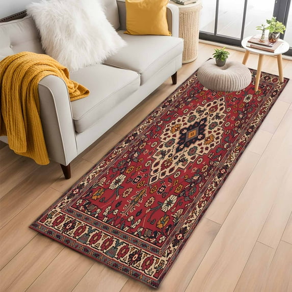 Boho Southwest 2'x6' Runner Rugs for Hallway Kitchen Bedside Non Slip Washable, Vintage Farmhouse Ethnic Aztec Tribe Art Entryway Rug Runners with Rubber Backing, Long Carpet Runner for Laundry Room