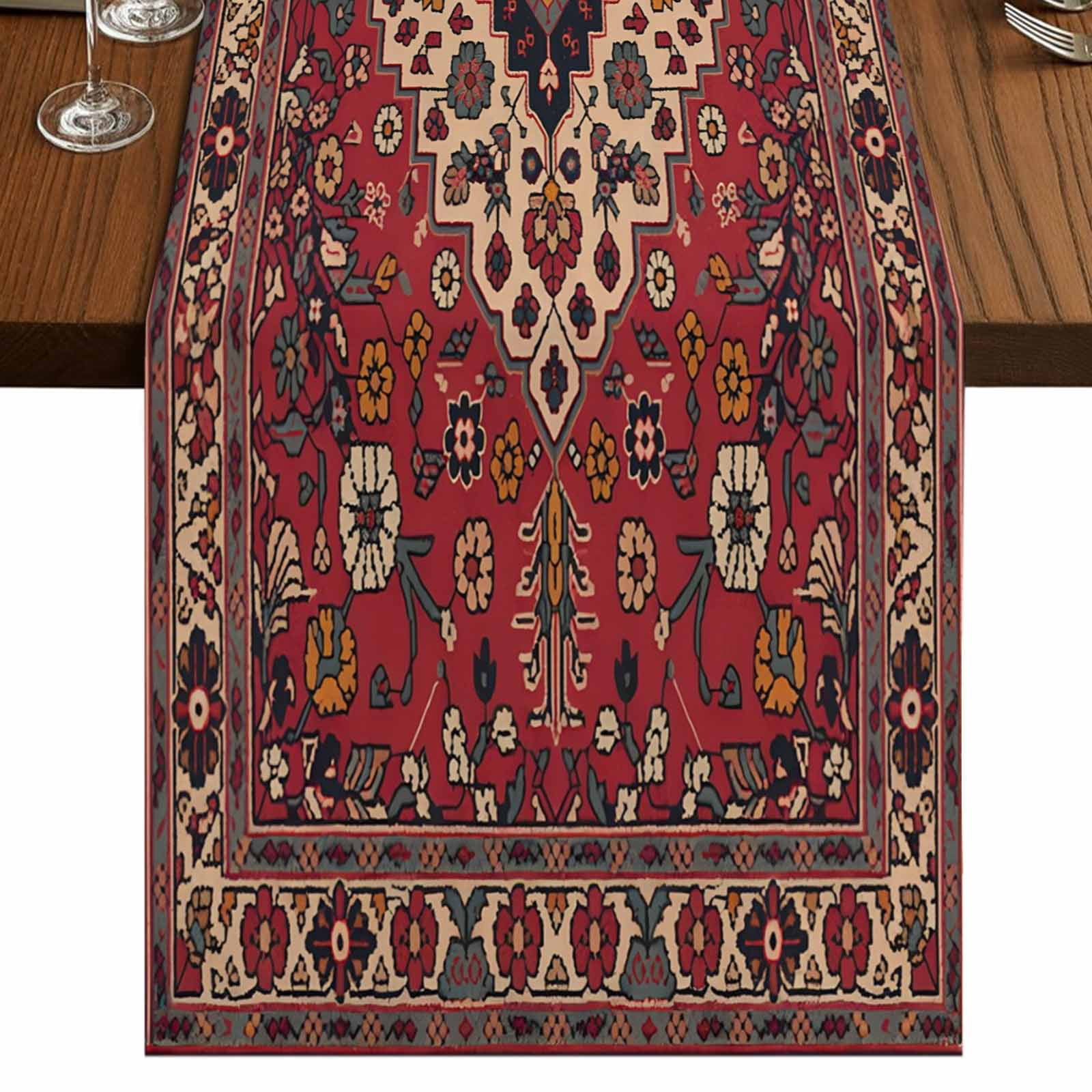 Boho Southwest 36 Inch Table Runner, Vintage Farmhouse Ethnic Aztec ...
