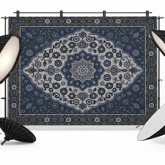 Boho Southwest Backdrop for Photoshoot,Photography Photo Studio Background Wall Backdrop,Blue Gray Ethnic Aztec Abstract Pattern Back Drop Banner Panel for Portraits Wedding Live Streaming 10x8Ft