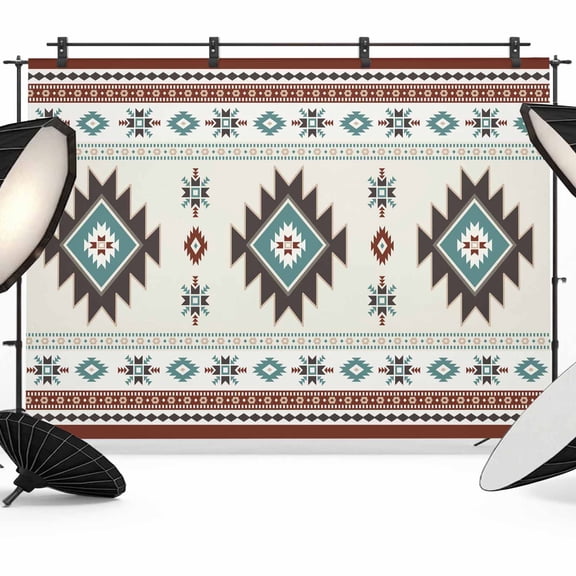 Boho Southwest Backdrop for Photoshoot,Photography Photo Studio Background Wall Backdrop,Bohemian Country Geometric Motifs Back Drop Banner Panel for Portraits Wedding Live Streaming Decor 7x5Ft