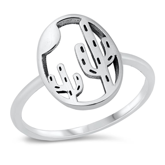 Boho Southwest Desert Cactus Ring .925 Sterling Silver Band Jewelry Female Male Unisex Size 7