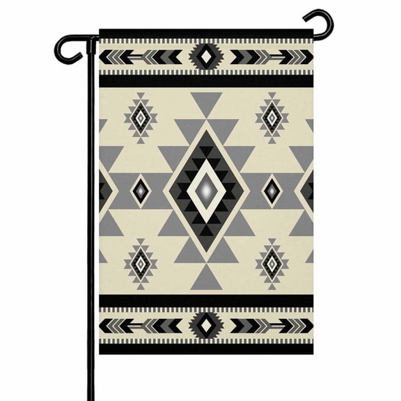 Boho Southwest Garden Flags for Outside Aztec Tribal Retro Geometric Patterns Double Sided Yard Flags Outdoor House Decoration, Small 12X18 Inch, Gray
