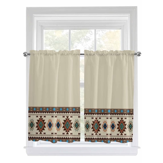 Boho Southwest Kitchen Curtains 45 Inch Length, Farmhouse Aztec Tribe ...