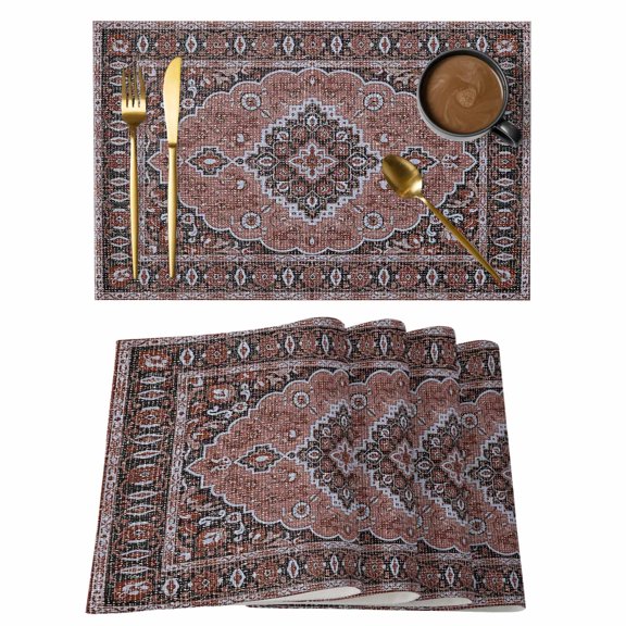 Boho Southwest Placemats Set of 8 Aztec Tribe Abstract Geometric Patterned Place Mats Indoor Wipeable Table Mats Washable Cloth Dining Table Placemats for Kitchen Holiday Party Home Decor 13x19 Inch