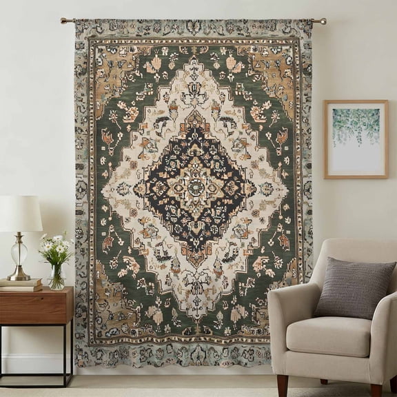 Boho Southwest Sheer Curtains 108" Extra Long, Vintage Farmhouse Abstract Floral Art Light Filering Curtains, Privacy Drapes Simi Floor to Veiling Curtain for Living Room Bedroom Window Treatment
