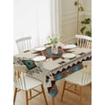 thumbnail image 1 of Boho Southwest Tablecloth Rectangle Table Cloth 52x70, Waterproof Tablecloth Outdoor Table Cloth, Farmhouse Aztec Tribe Brown Blue Plaid Washable Table Cover for Kitchen Dinning Party, 1 of 8