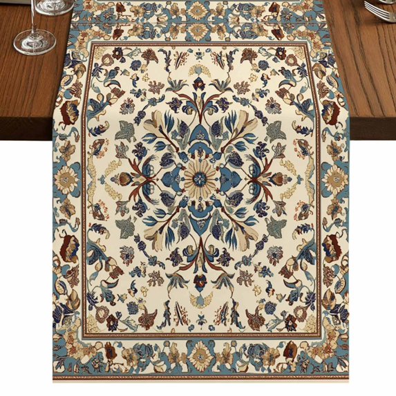 Boho Southwestern 120 Inch Table Runner, Vintage Retro Geometric Ethnic Farmhouse Dresser Scarf Cotton & Linen Tablerunner for Dining/Kitchen Island/Holiday Party Décor 13" x 120"