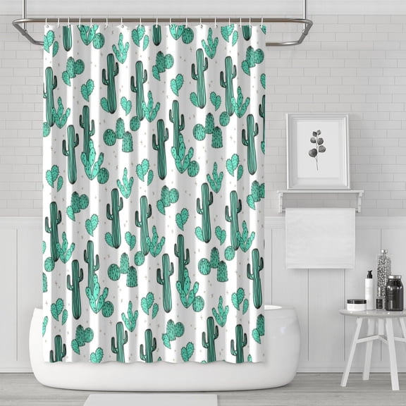 Boho Southwestern Shower Curtain - Desert Cactus & Succulent Art, Waterproof Quick-Dry Bathroom Decor with Reinforced Grommets (72x72 Inches)