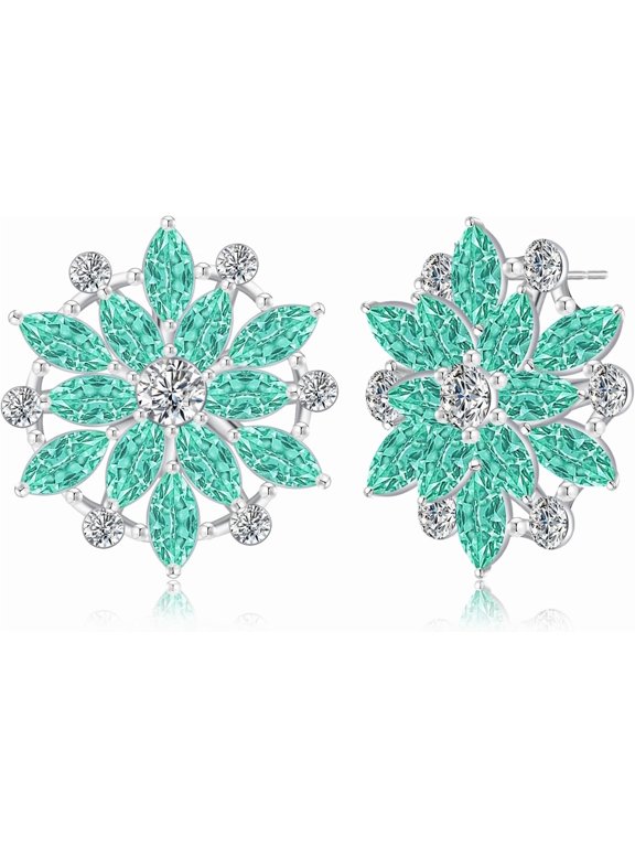 Boho Sparkly Crystal Snowflake Hollow Sliver Lightweight Stud Earrings Creative Flower Dainty Rhinestone Earrings For Women Jewelry Gifts