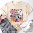 thumbnail image 1 of Boho Spooky Season Ghost T-Shirt, Cute Halloween Tee with Fall Pumpkins, 1 of 8