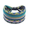 thumbnail image 1 of Boho Sports Headband Non-Slip - Wide Elastic Twist Band with Tie Dye Geometric Print - Stretchy Sweat Wicking Wrap for Yoga Gym Workout Blue, 1 of 2